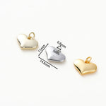4pcs/lot 14K 18K Gold Plated Heart Charm with Jump Ring Necklace Making Supplies Solid Love Pendant For DIY Jewelry Accessories