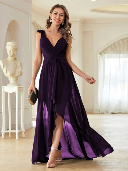 Mgiacy Surplice Front Ruffle Trim Prom Dress
