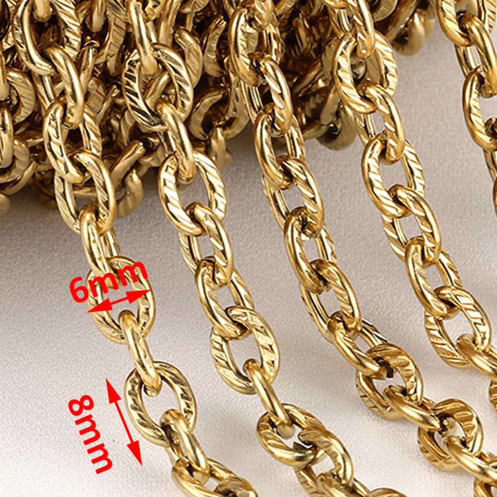 1meter Stainless Steel Necklace Chain for Jewelry Making DIY 1:3 NK Rolo Cable Link Curb Chains Thick Chain Bracelet Accessories