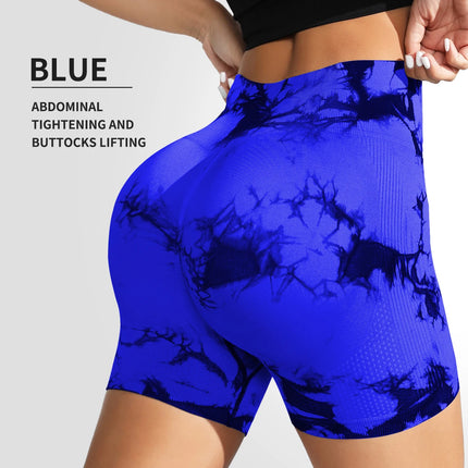 Tie Dyed Seamless Fitness Pants WOMENS High Waist and Lifting Sports Tight Shorts Running Sexy Peach Fitness Yoga Shorts Yoga