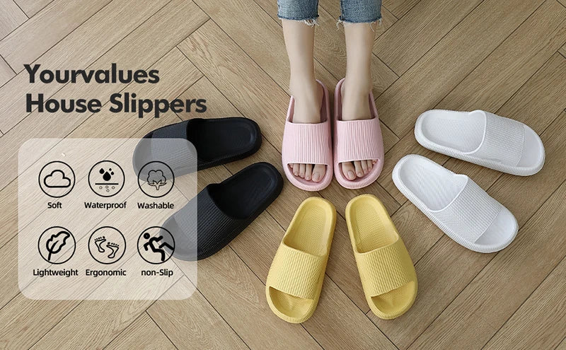 Cloud Cushion Slides Fashion Women Summer Soft Slippers Thick Platform Bathroom Home Men Indoor Non-slip Anti-slip Female