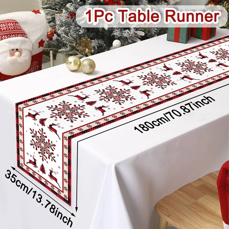 Santa Claus Christmas Table Runner Christmas Decorations For Home 2024 Xmas Table Flag Navidad Noel Gifts New Year Tablecloth