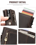 Anti-scan Magnet Credit Card Holder Wallet Genuine Leather Automatic Pop Out Aluminum Smart Wallets Luxury AirTag Purse Set