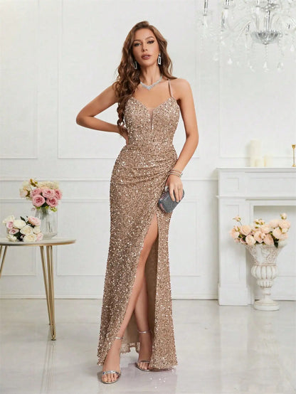 Unithorse Split Thigh Sequin Cami Women Dress