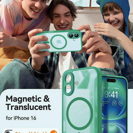 Magsafe Magnetic Luxury Armor Shockproof Case For iPhone 16 15 14 13 Pro Max Plus For Wireless Charge Cover Matte Translucent PC