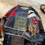 Christmas Sweater Men's Winter Loose-fit Casual Style Knitted Top Jacket American Vintage Fleece-lined Thickened Line Clothes