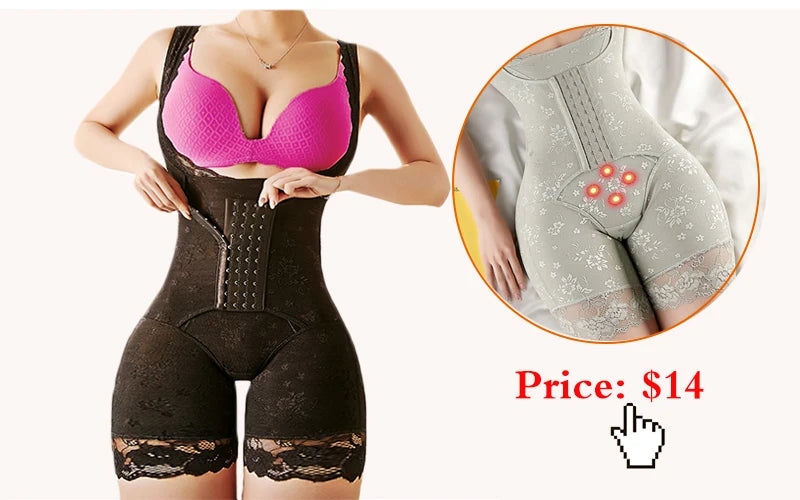 GUUDIA Ribbed Tummy Jumpsuit Daily Shaper Bodysuits Light Control Compress Tummy Control Open Crotch Shapewear Suits Open Crotch