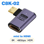 HDMI-compatible Cable Adapter mini micro hdmi to HDMI 2.1 Converter 48Gpbs 8K60HZ 4K120HZ for HDTV Projector PS4 PS5 Laptop PC