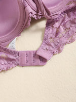 1 Set Elegant Erotic Lace Embroidery Breathable Fabric Lingeries : Push-Up Bra, Low Waist Sheer Panty - Ultimate Valentine's Day