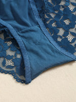 1 Set Elegant Erotic Lace Embroidery Breathable Fabric Lingeries : Push-Up Bra, Low Waist Sheer Panty - Ultimate Valentine's Day