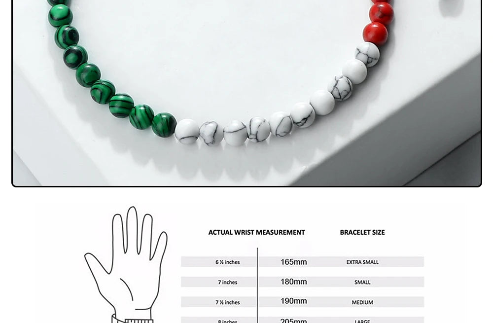 Palestine Flag String Bracelet Red Black White Green Rope Braided Bangle Christmas Gift UAE Kuwait Natural Stone Beads Bracelets