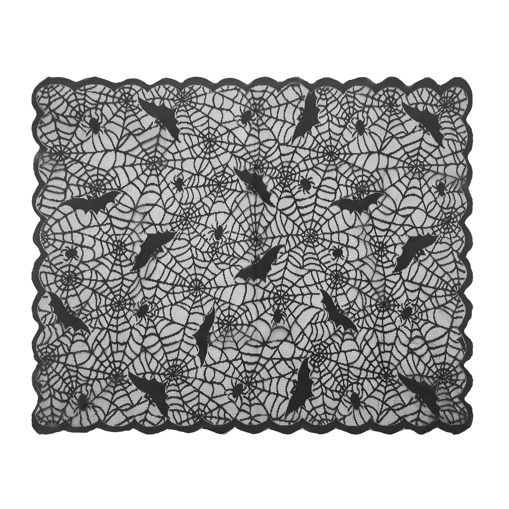 Halloween Lace Table Runner Black Spider Web Tablecloth Fireplace Cover Mantel Halloween Decoration 2024 Home Party Cloth Cover