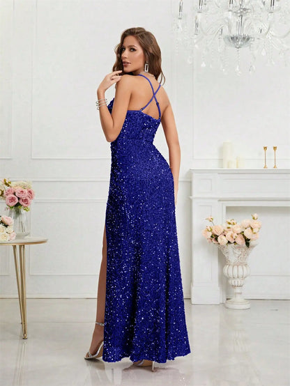 Unithorse Split Thigh Sequin Cami Women Dress