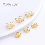 8/10MM 18K Gold Plated Brass Metal Hollow Beads Caps Flower Caps For Beads For DIY Beading Jewelry Making Supplies Wholesale