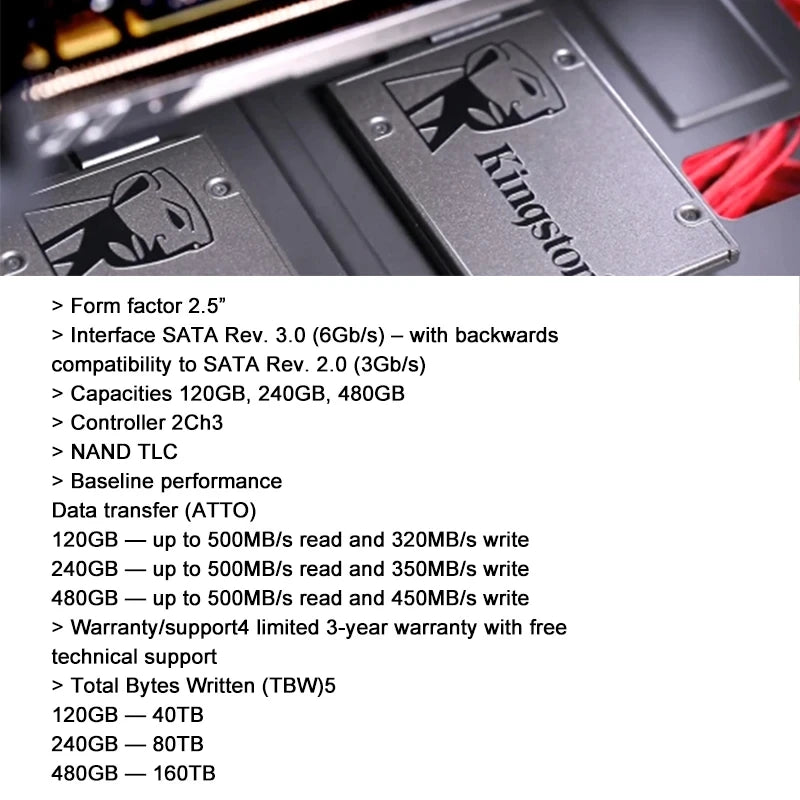 Kingston 960GB Sata SSD A400 SATAIII 2.5Inch 480GB SSD Hard Drive Disk HDD Solid State Drive Disco SSD 240GB Notebook PC