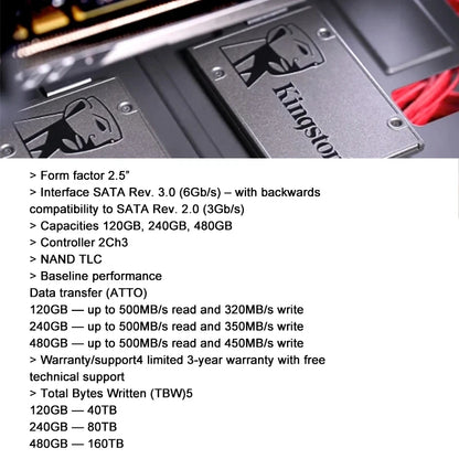 Kingston 960GB Sata SSD A400 SATAIII 2.5Inch 480GB SSD Hard Drive Disk HDD Solid State Drive Disco SSD 240GB Notebook PC