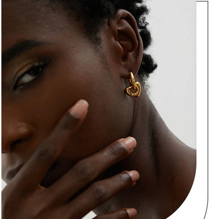 Yhpup Star Moon Heart Pendant Drop Hoop Huggie Earrings 18k Gold Plated Trendy Waterproof Stainless Steel Fashion Charm Jewelry