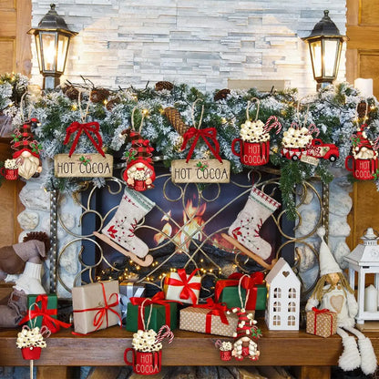 24Pcs Christmas Cute Dwarf Hanging Ornaments Xmas Wooden Gnome Pendant DIY Christmas Tree Craft Decoration for Home New Year