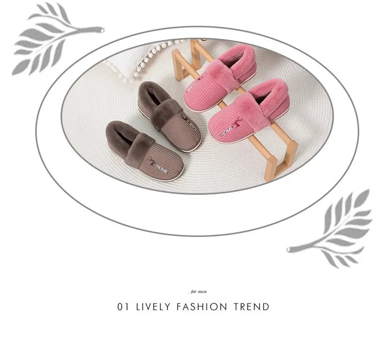 Eyriphy Winter Warm Plush Slippers Women Comfort Warm Cotton Shoes Soft Sole Indoor Outdoor Bedroom Slides Female Lovely Slipper