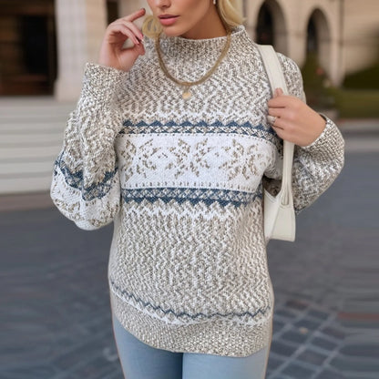 Winter Clothes Women 2023 New Year Sweater Snowflake Vintage Loose Jumper Red Long Sleeve Knitted Pullover Holiday Tops
