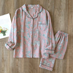 2024 Japanese Spring and Autumn New Women's Pajama Set 100% Cotton Vintage Long sleeved Pants Two Piece Set for Home Furnishings