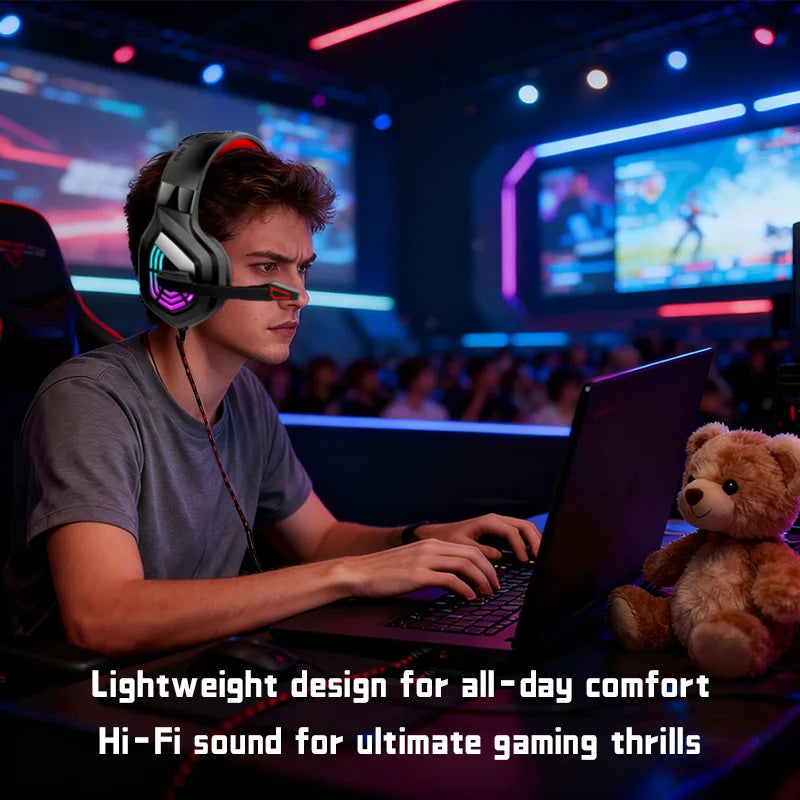 G7 LED Light Gaming Headset USB Stereo Surround Wired Headphone with Noise Reduction Mic Earphones for Computer PC Gamer