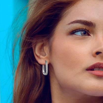 Genuine 925 Sterling Silver Love Feather Earrings Fit Original Charms Hoop  For Women girls Stud Earring Fine Jewelry Gifts