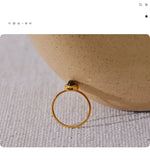 Yhpup Fashion Natural Stone Stainless Steel Oval Thin Chic Ring Women 18K PVD Plated Waterproof Jewelry Accessories 2024 Gift