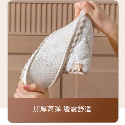 Cotton Slippers for Women Suitable for Spring Autumn Living Indoor Anti Slip Home Warm Home Couple Winter Furry Men Slippers