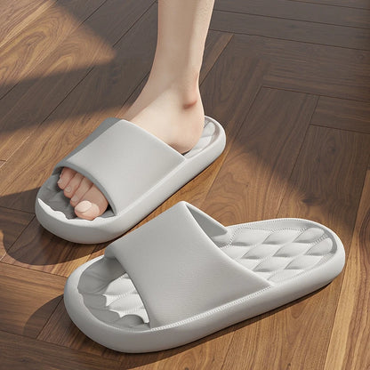 Women's Slippers Bathroom Simple Diamond Check Massage Sensation Thick Soft Sole Wear Resistant Concise Comfort Silders Shoes