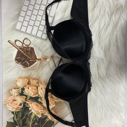 Pu leather fabric women's underwear with underwire pull-up thin mold cup sexy bra