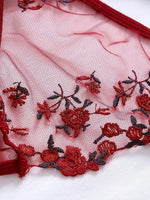 Women Floral Embroidory Underwear Set Sexy Lace Erotic Lingerie Female Bra And Brief Transparent Sensual Push Up Panty Patchwork