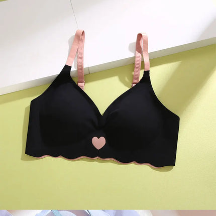 3Pcs Adjustable Beauty Back Bra Intimates Gather No Steel Ring Sports Anti-Sagging Bra French Color Contrast Seamless Underwear