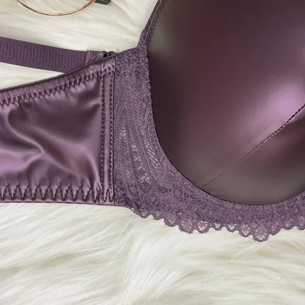 Pu leather fabric women's underwear with underwire pull-up thin mold cup sexy bra