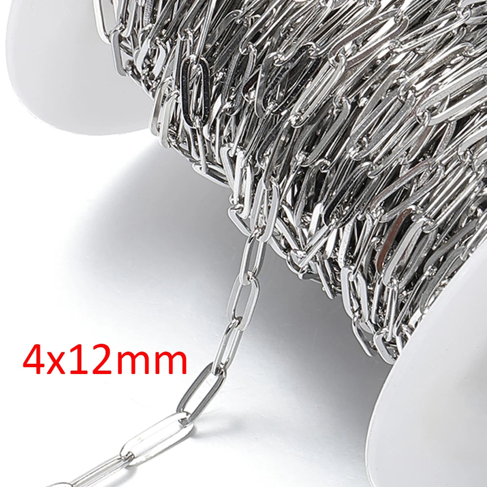 No Fade 2Meters Stainless Steel Chains for Jewelry Making DIY Necklace Bracelet Accessories Gold Chain Lips Beads Beaded Chain