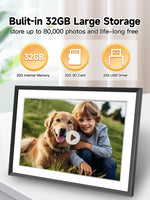 Frameo 10.1 Inch WiFi Digital Picture Frame，1280 * 800IPS HD Cloud Smart Digital Photo Frame,32GB Storage, Wall Mountable, Auto-