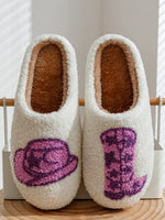 Country Nashville Style Boot Women Slippers Cowgirl Hat Fluffy Slides Comfortable Cozy Comfy Houseshoes Winter Home Cowboy Shoes