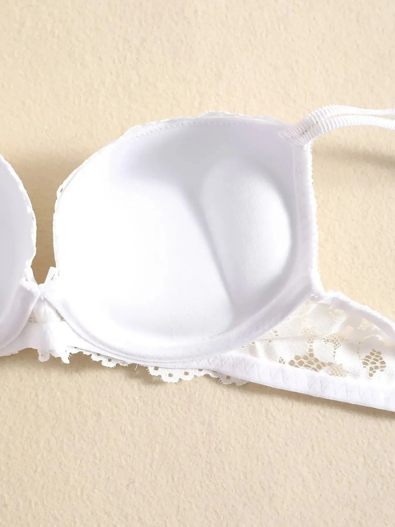 1 Set Elegant Erotic Lace Embroidery Breathable Fabric Lingeries : Push-Up Bra, Low Waist Sheer Panty - Ultimate Valentine's Day