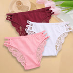 3PC/Set Women Sexy Lace Panties Low Rise Hollow Out Briefs Floral Transparent Underwear for Feamale Elastic Straps Soft Lingerie