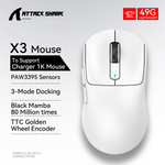 X3 PixArt PAW3395 49g Lightweight Mouse Wiredless Tri-Mode Connection, 26000dpi, 650IPS, Macro Gaming Mouse