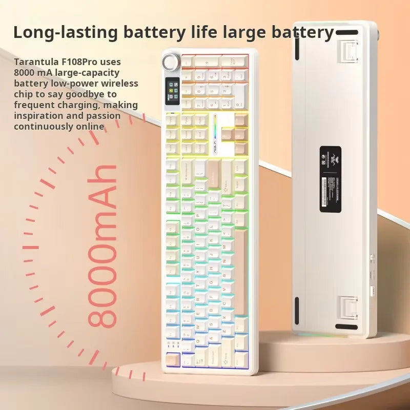 AULA F108Pro/F108 Wireless Bluetooth tri-mode connection, multi-functional display, Gasket structure, RGB lighting effects