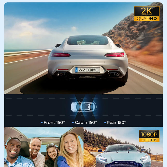 Upgrade AZDOME M550 Pro Car DVR Dash Cam 4K 5.8Ghz WiFi 2/3 Cameras Front/Cabin/Rear Cam GPS Night Vision Parking Monitor داش كا