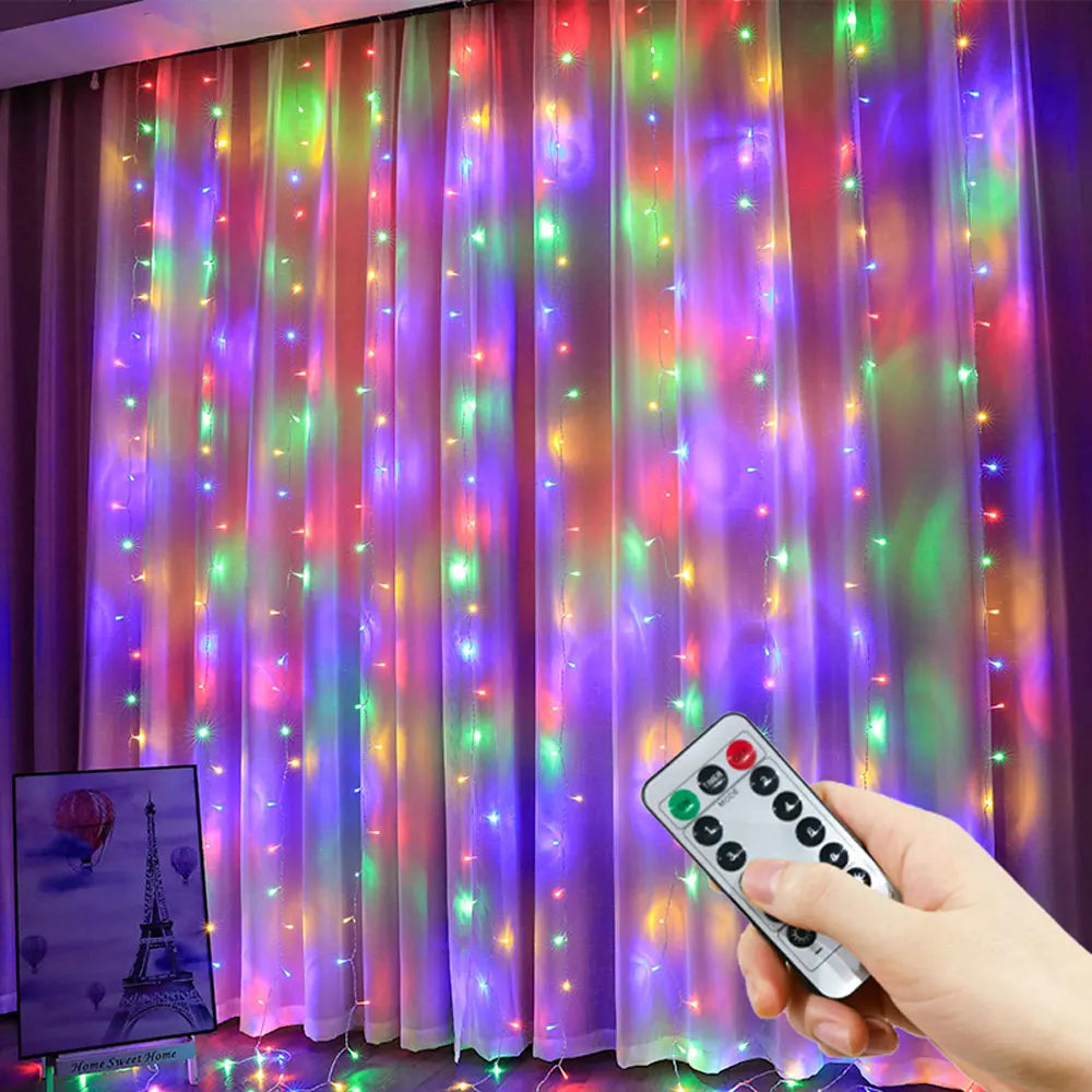 USB Curtain String Lights 8 Modes Fairy Light Christmas Halloween Garland Holiday Led Light Wedding Party Home Bedroom Decor