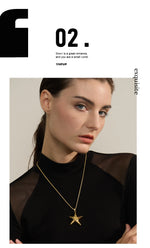 Yhpup 316L Stainless Steel Starfish Pendant Necklace Rust Proof Statement 18K Gold PVD Plated Individualistic Holiday Jewelry