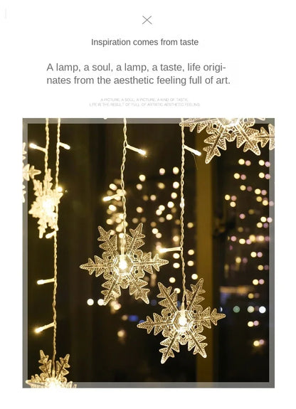 3.5M Christmas Lights LED Fairy String Lights Snowflake Curtain Garland Waterproof For Holiday Party Xmas Decoration 2024