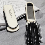 Foldable Hair Brush Portable Massage Comb Head Massager Anti-Static Travel Hair Combs with Mirror Girls Hair Styling Accessories