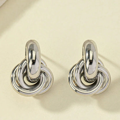 Obega Gold SIlver Color Knot Hoop Earring For Women Shiny Plating Trendy Earring Stud Cute Daily Wear Jewelry