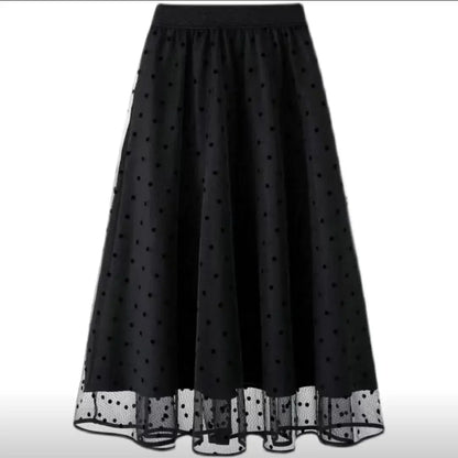 Spring-summer New High-waisted Slimming Medium-length Midi Skirt Women's Elegant Long Dress Pleats Wave Pattern