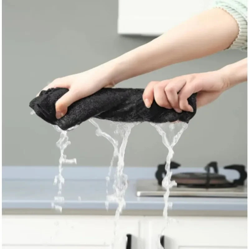Black Thicken Microfiber Car Cleaning Towels Soft Quick Drying Windows Mirrors Wiping Rags Home Double Layer Clean Cloths