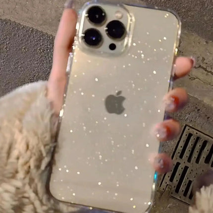 Luxury Bling Glitter Clear Phone Case For iPhone 16 15 14 13 12 11 Pro Max X XR XS 7 8 Plus Shockproof Transparent Soft Cover